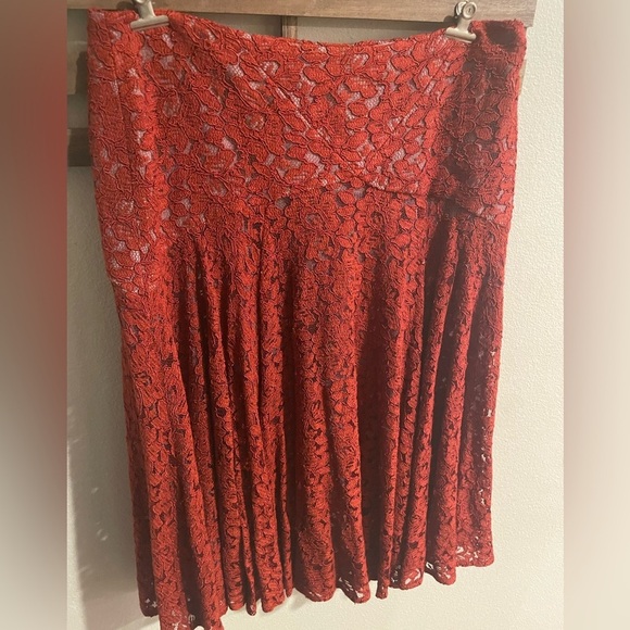 Moulinette Soeurs Nolana Lace Overlay Rust Orange Skirt Size 4 Anthropologie - Picture 2 of 6